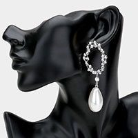 Braided Metal Ball Detail Pearl Link Dangle Earrings