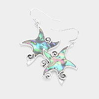 Abalone Metal Starfish Dangle Earrings