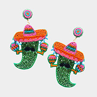 Felt Back Beaded Chili Pepper Dangle Earrings