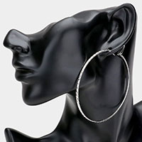 White Gold Plated Metal Hoop Earrings