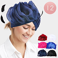 12PCS - Feather Pleated Turban Hats