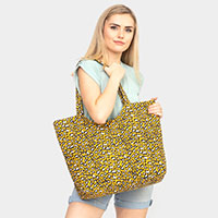 Leopard Print Jute Tote Bag