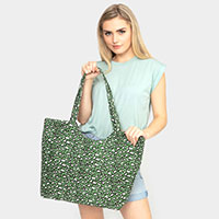 Leopard Print Jute Tote Bag