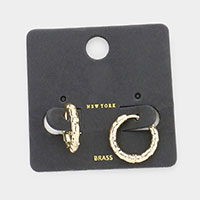 Brass Metal Hoop Huggie Earrings