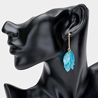 Marquise Shaped Celluloid Acetate Oval Cluster Dangle Earrings