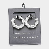 Secret Box _ Sterling Silver Dipped Twisted Bold Metal Hoop Earrings