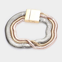 Triple Layered Snake Chain Magnetic Bracelet