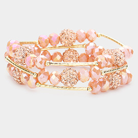 3PCS - Shamballa Ball Faceted Beaded Stretch Bracelets