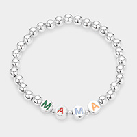 MAMA Metal Ball Beaded Message Stretch Bracelet