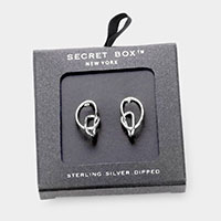 Secret Box _ Sterling Silver Dipped Abstract Metal Stud Earrings