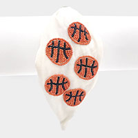 Seed Beaded Basketball Burnout Knot Headband