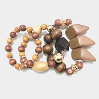 3PCS - Chunky Wood Stretch Bracelets