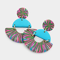 Patterned Geometric Clay Link Dangle Earrings