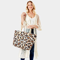 Leopard Print Beach Tote Bag