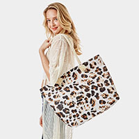 Leopard Print Beach Tote Bag