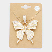 CZ Embellished Butterfly Pendant Necklace