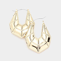 Patterned Angled Metal Pin Catch Earrings