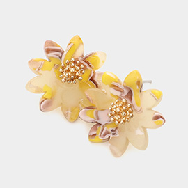 Celluloid Acetate Flower Stud Earrings