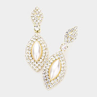 Marquise Pearl Accented Rhinestone Trim Dangle Evening Earrings