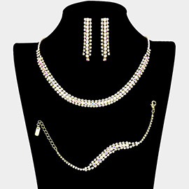 3PCS - Rhinestone Necklace Jewelry Set
