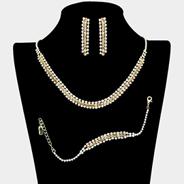 3PCS - Rhinestone Necklace Jewelry Set
