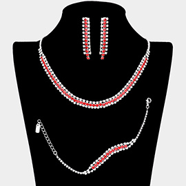 3PCS - Rhinestone Necklace Jewelry Set