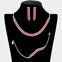 3PCS - Rhinestone Necklace Jewelry Set