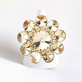 Round Crystal Flower Stretch Ring