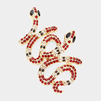 Stone Embellished Metal Snake Earrings