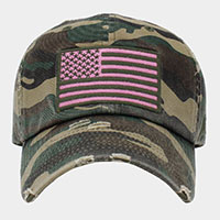 American USA Flag Camouflage Patterned Vintage Baseball Cap