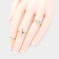 3PCS - Rhinestone Embellished Evil Eye Hamsa Hand Mixed Ring Set