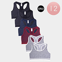 12PCS - Girl's Seamless Racerback Sports Tops