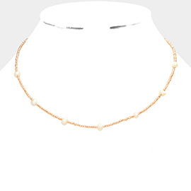 Freshwater Pearl Station Faceted Beaded Necklace