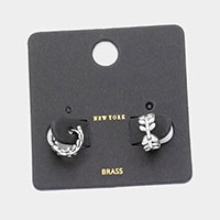 Brass Metal Leaf Huggie Earrings