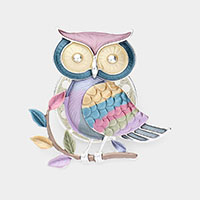Colored Metal Owl Magnetic Brooch