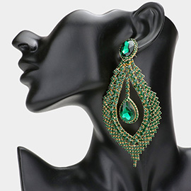 Glass Crystal Rhinestone Drop Evening Earrings