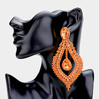 Glass Crystal Rhinestone Drop Evening Earrings