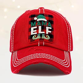 Tartan Check Mama Elf Vintage Baseball Cap