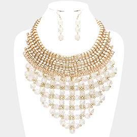 Faceted Cube Bead Cluster Bib Necklace