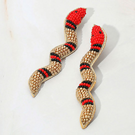 Felt Back Seed Beaded Snake Earrings