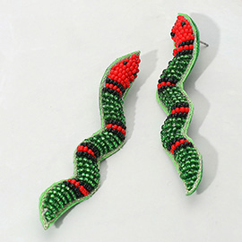 Felt Back Seed Beaded Snake Earrings