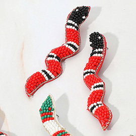 Felt Back Seed Beaded Snake Earrings
