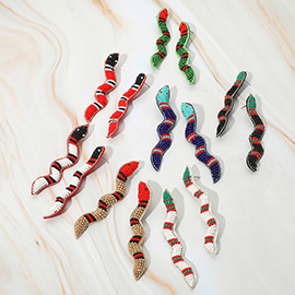 Felt Back Seed Beaded Snake Earrings