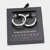Secret Box _ Sterling Silver Dipped Textured Metal Hoop Earrings
