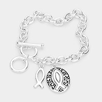 Serenity Prayer Metal Ichthus Message Charm Toggle Bracelet