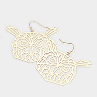 Cut Out Brass Metal Owl Dangle Earrings