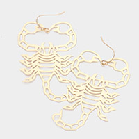 Cut Out Brass Metal Scorpion Dangle Earrings