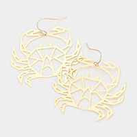 Cut Out Brass Metal Crab Dangle Earrings