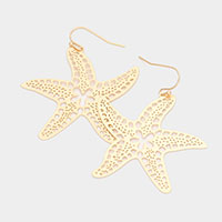 Cut Out Brass Metal Starfish Dangle Earrings