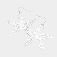 Cut Out Brass Metal Starfish Dangle Earrings